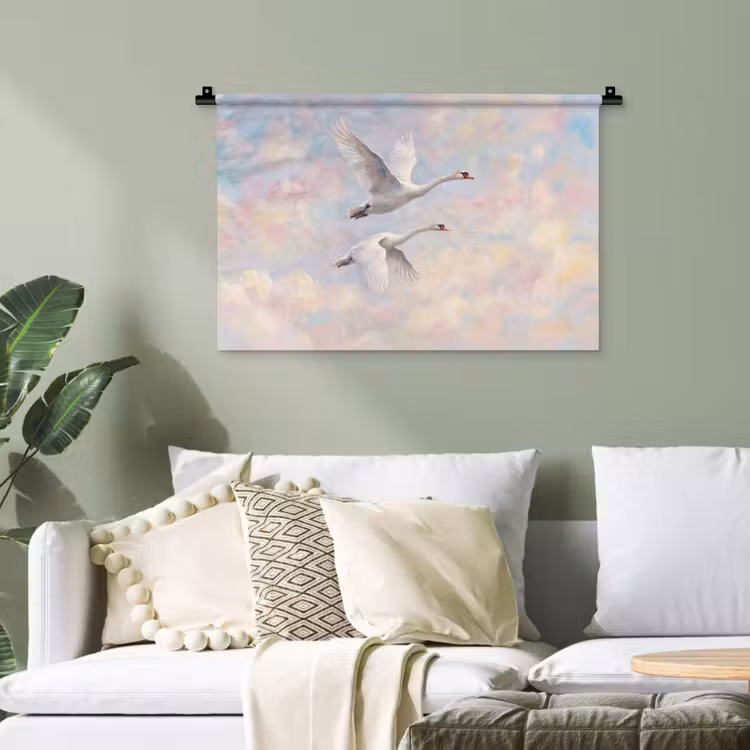 Vogel - Vliegend - Lucht - Modern - Pastel Wandkleed katoen klein -sfeer7