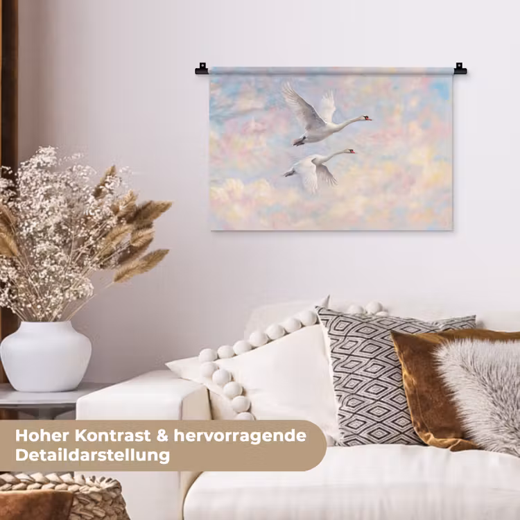 Vogel - Vliegend - Lucht - Modern - Pastel Wandkleed katoen klein -tsfeer1_DE