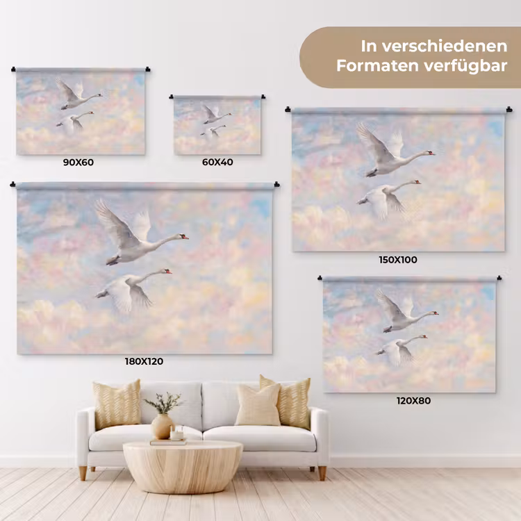 Vogel - Vliegend - Lucht - Modern - Pastel Wandkleed katoen klein -tsfeer8_DE