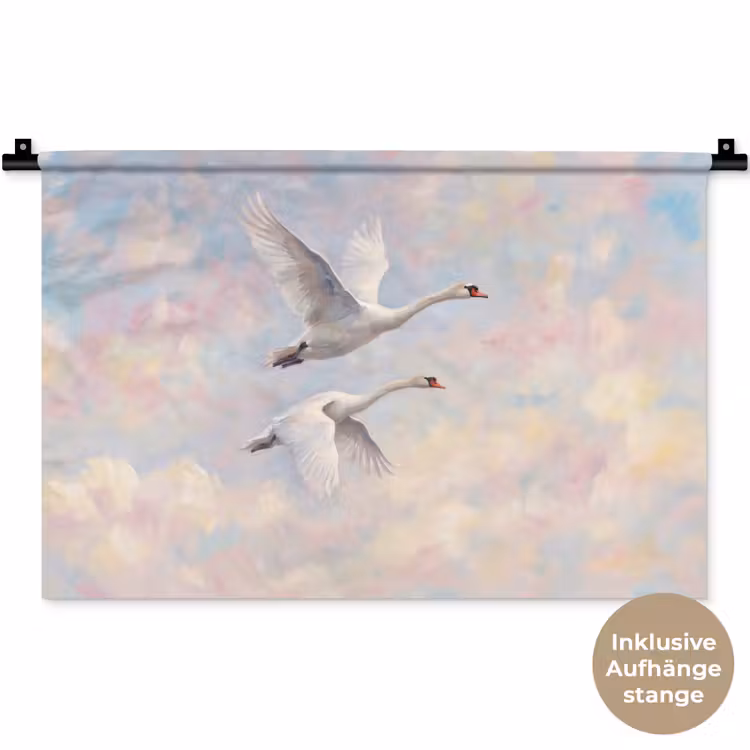 Vogel - Vliegend - Lucht - Modern - Pastel Wandkleed katoen klein -t3d_DE