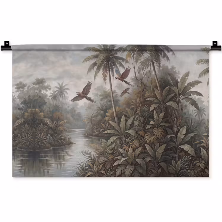 Vogel - Vliegend - Tropisch - Landschap - Klassiek Wandkleed katoen klein -zz3d