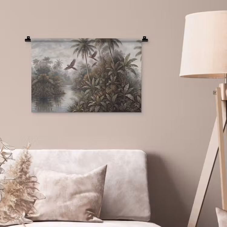 Vogel - Vliegend - Tropisch - Landschap - Klassiek Wandkleed katoen klein -sfeer4