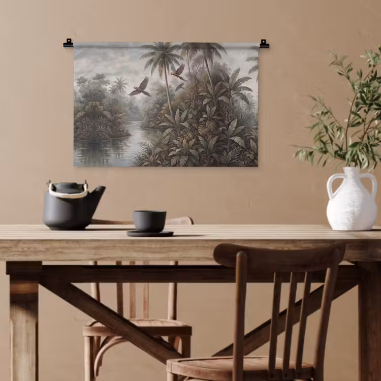 Vogel - Vliegend - Tropisch - Landschap - Klassiek Wandkleed katoen klein -sfeer6