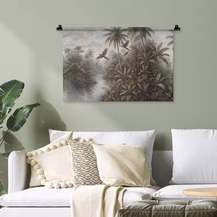 Vogel - Vliegend - Tropisch - Landschap - Klassiek Wandkleed katoen klein -sfeer7