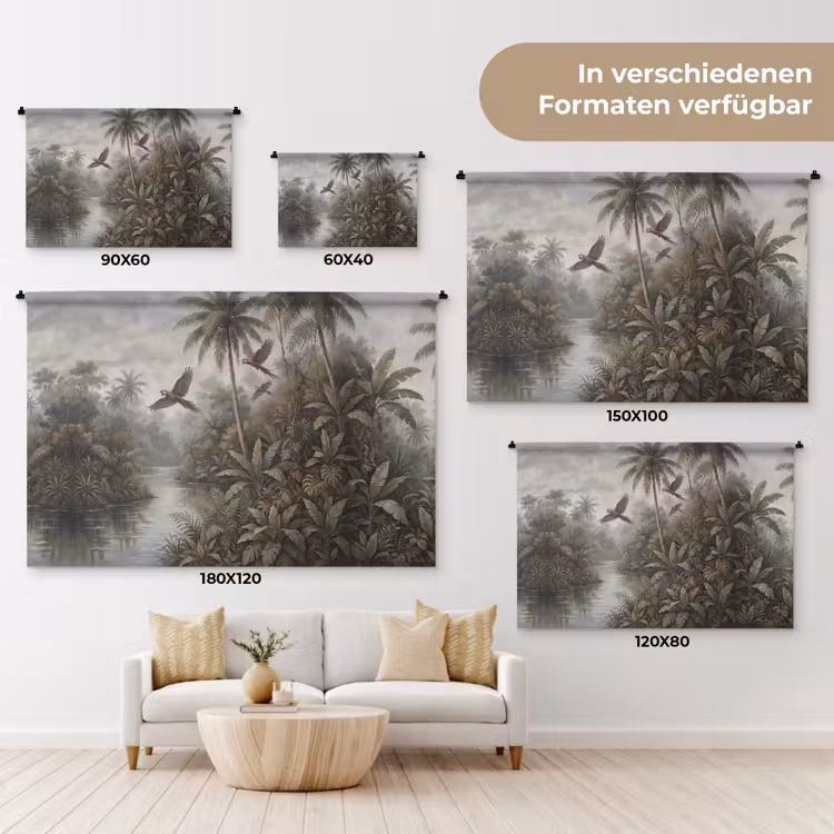 Vogel - Vliegend - Tropisch - Landschap - Klassiek Wandkleed katoen klein -tsfeer8_DE