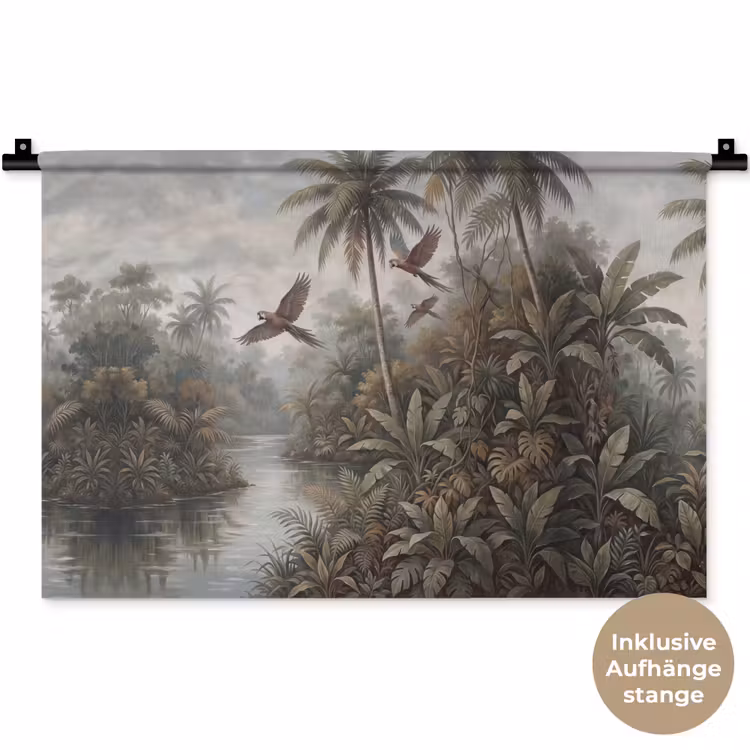 Vogel - Vliegend - Tropisch - Landschap - Klassiek Wandkleed katoen klein -t3d_DE