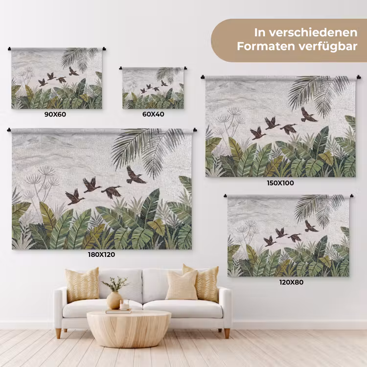 Vogel - Vliegend - Tropisch - Mozaïek - Groen Wandkleed katoen klein -tsfeer8_DE