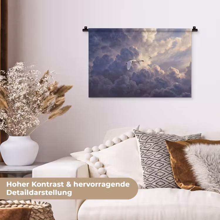 Vogel - Vliegend - Natuur - Wit - Wolken Wandkleed katoen klein -tsfeer1_DE