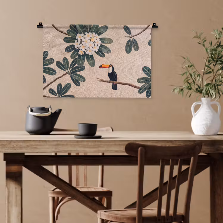 Vogel - Mozaïek - Tropisch - Natuur - Kleurrijk Wandkleed katoen klein -sfeer6