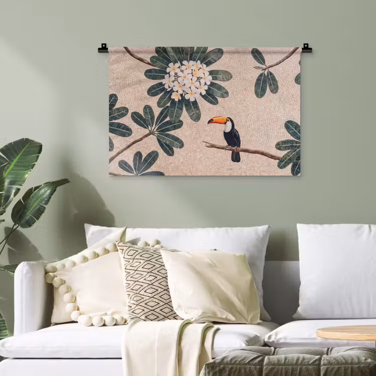 Vogel - Mozaïek - Tropisch - Natuur - Kleurrijk Wandkleed katoen klein -sfeer7