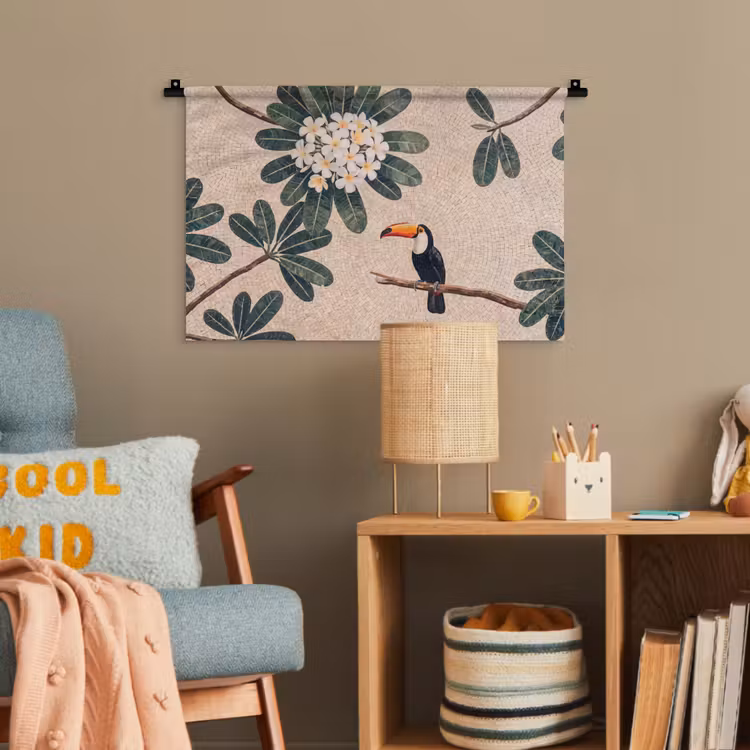 Vogel - Mozaïek - Tropisch - Natuur - Kleurrijk Wandkleed katoen klein -wsfeer4_kind