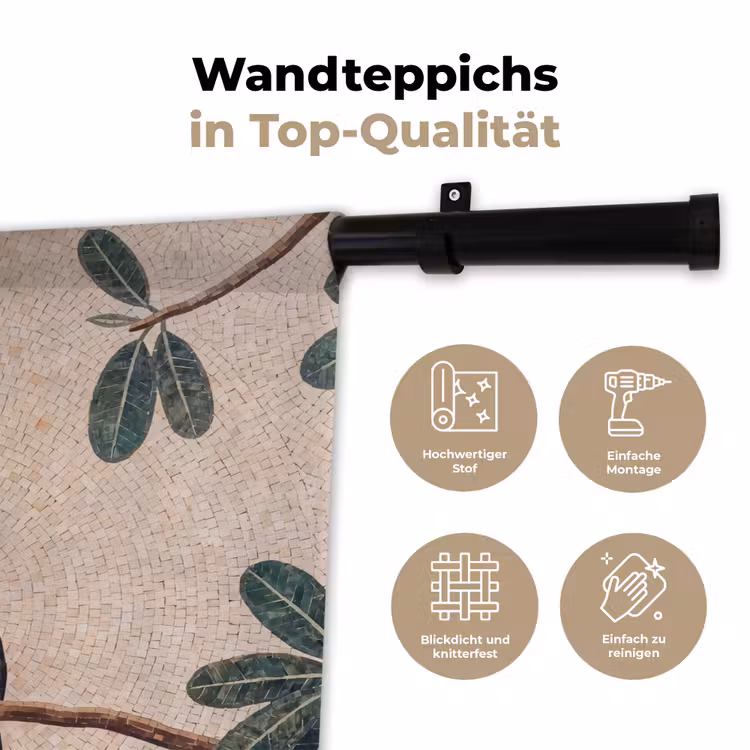 Vogel - Mozaïek - Tropisch - Natuur - Kleurrijk Wandkleed katoen klein -tsfeer2_DE