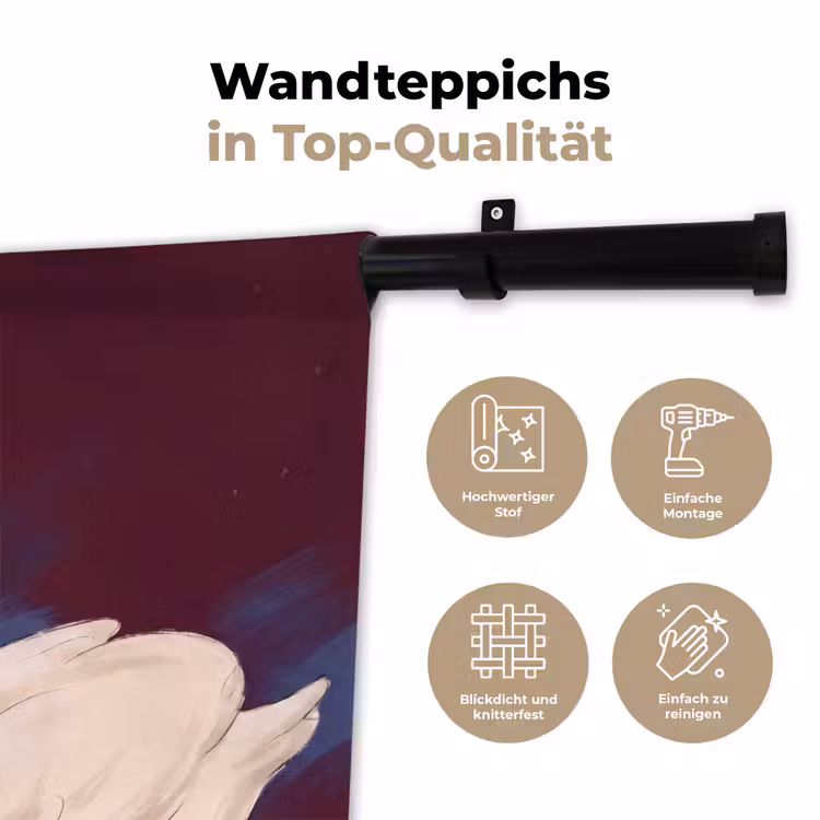 Vogel - Koppel - Liefde - Abstract - Wit Wandkleed katoen klein -tsfeer2_DE