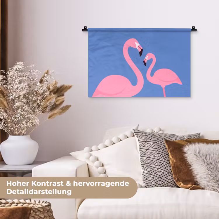 Vogel - Paar - Dieren - Modern - Roze Wandkleed katoen klein -tsfeer1_DE