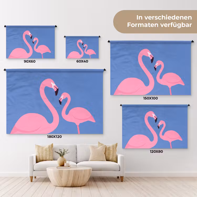 Vogel - Paar - Dieren - Modern - Roze Wandkleed katoen klein -tsfeer8_DE
