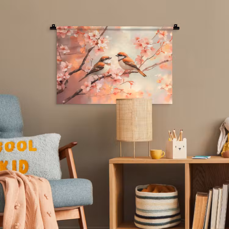 Vogels - Romantic - Bloesemtak Wandkleed katoen klein -wsfeer4_kind