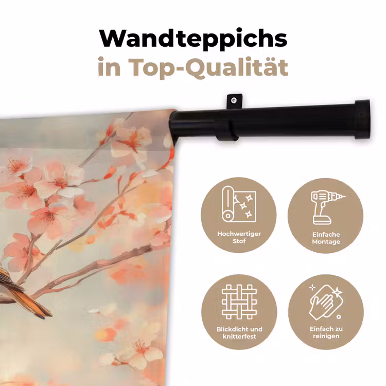 Vogels - Romantic - Bloesemtak Wandkleed katoen klein -tsfeer2_DE