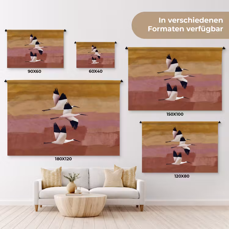 Vogels - Snavel - Abstract Wandkleed katoen klein -tsfeer8_DE