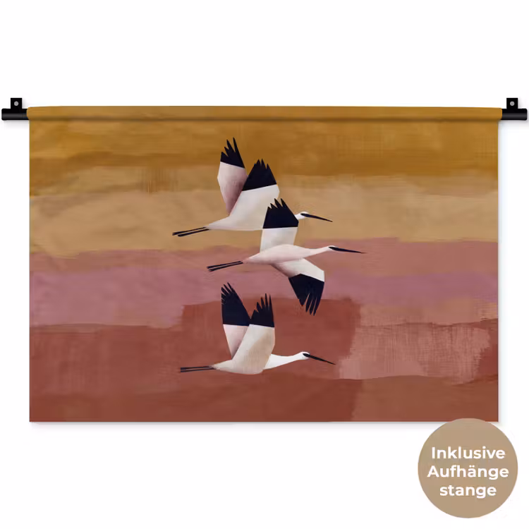 Vogels - Snavel - Abstract Wandkleed katoen klein -t3d_DE