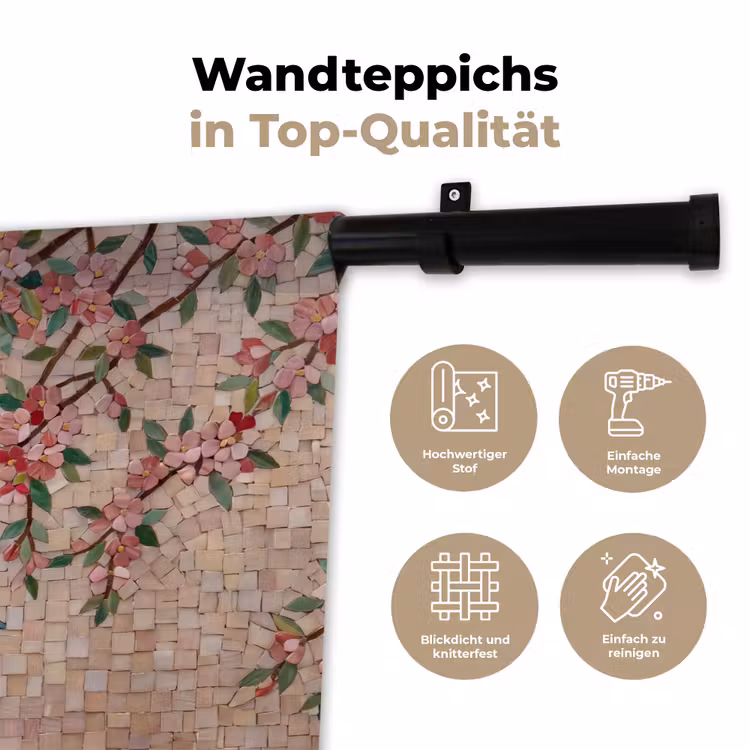 Vogel - fontein - mozaiek - kleurrijk - dieren Wandkleed katoen klein -tsfeer2_DE