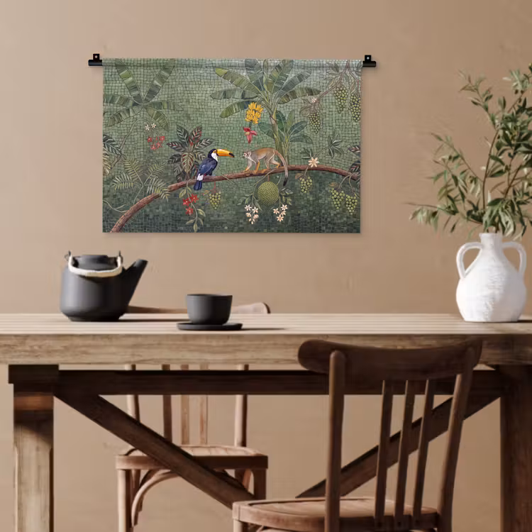 Vogel - Dier - Jungle - Mozaïek - Natuur Wandkleed katoen klein -sfeer6