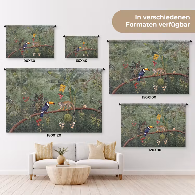Vogel - Dier - Jungle - Mozaïek - Natuur Wandkleed katoen klein -tsfeer8_DE