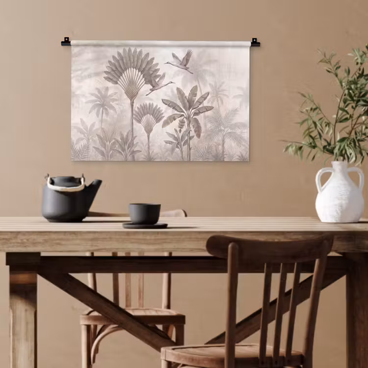 Vogel - Tropisch - Jungle - Natuur - Beige Wandkleed katoen klein -sfeer6