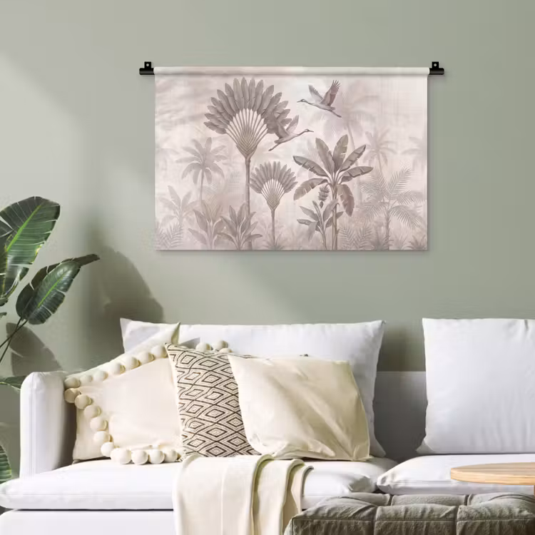 Vogel - Tropisch - Jungle - Natuur - Beige Wandkleed katoen klein -sfeer7
