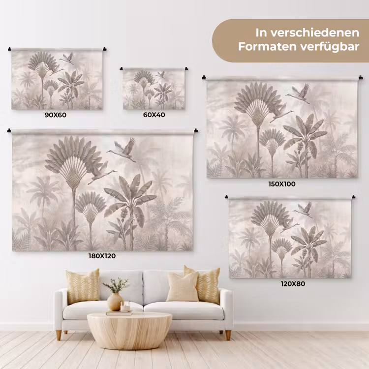 Vogel - Tropisch - Jungle - Natuur - Beige Wandkleed katoen klein -tsfeer8_DE