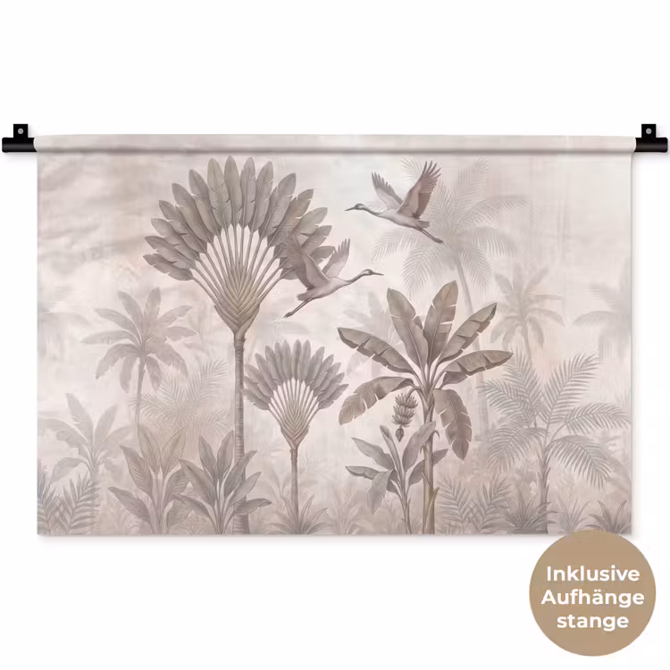 Vogel - Tropisch - Jungle - Natuur - Beige Wandkleed katoen klein -t3d_DE