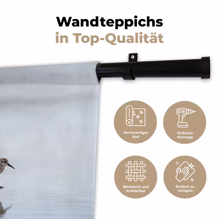 Vogels - Water - Grijs Wandkleed katoen klein -tsfeer2_DE