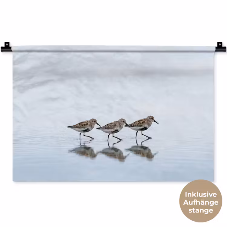 Vogels - Water - Grijs Wandkleed katoen klein -t3d_DE