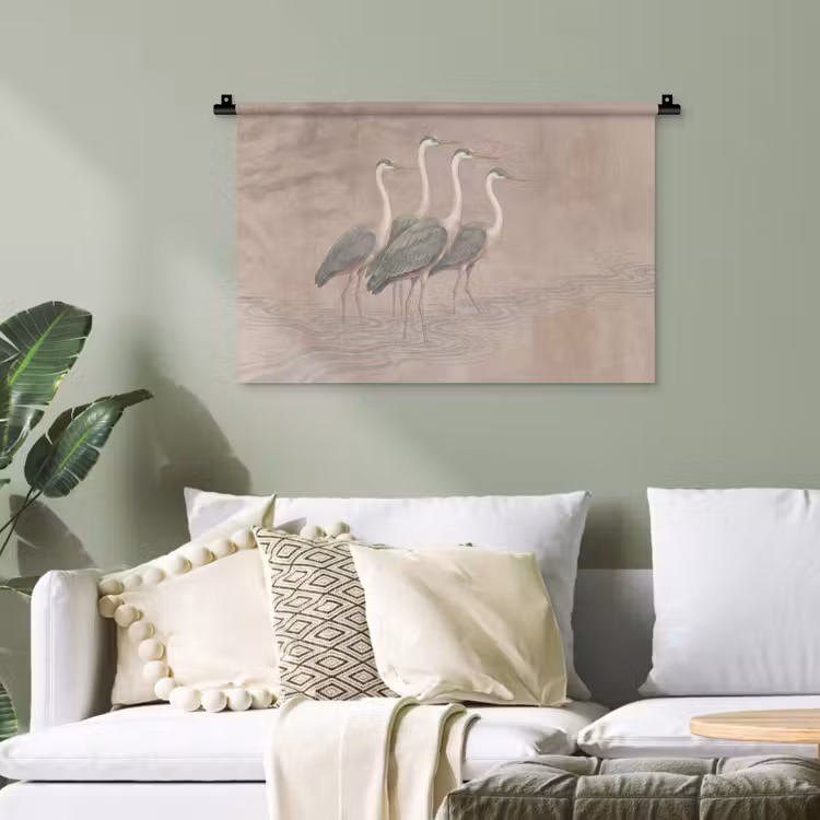Vogel - Water - Natuur - Vintage Wandkleed katoen klein -sfeer7