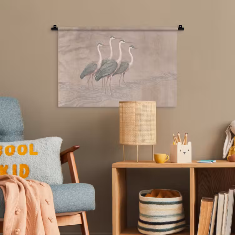 Vogel - Water - Natuur - Vintage Wandkleed katoen klein -wsfeer4_kind