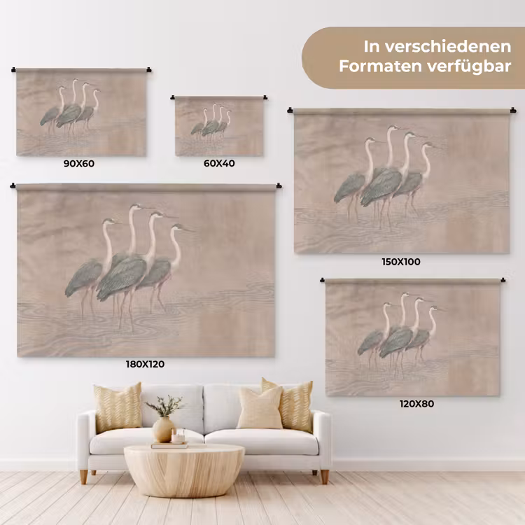 Vogel - Water - Natuur - Vintage Wandkleed katoen klein -tsfeer8_DE