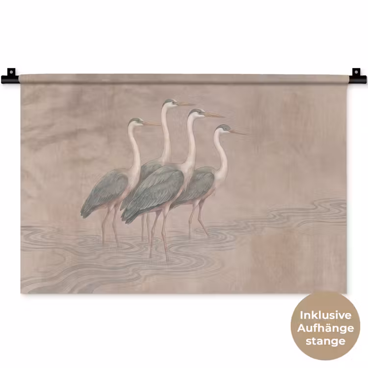 Vogel - Water - Natuur - Vintage Wandkleed katoen klein -t3d_DE