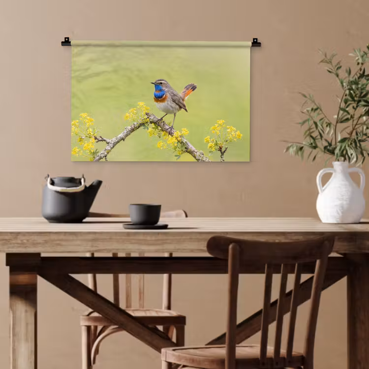 Vogel - Tak - Natuur - Kleurrijk Wandkleed katoen klein -sfeer6