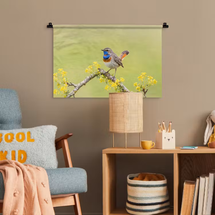 Vogel - Tak - Natuur - Kleurrijk Wandkleed katoen klein -wsfeer4_kind