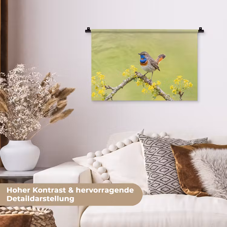 Vogel - Tak - Natuur - Kleurrijk Wandkleed katoen klein -tsfeer1_DE