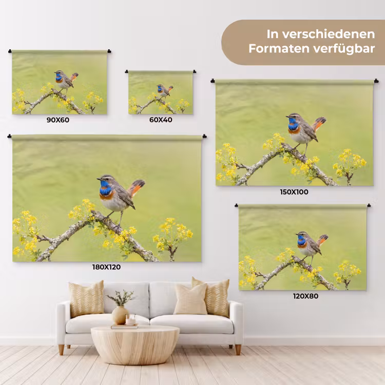 Vogel - Tak - Natuur - Kleurrijk Wandkleed katoen klein -tsfeer8_DE