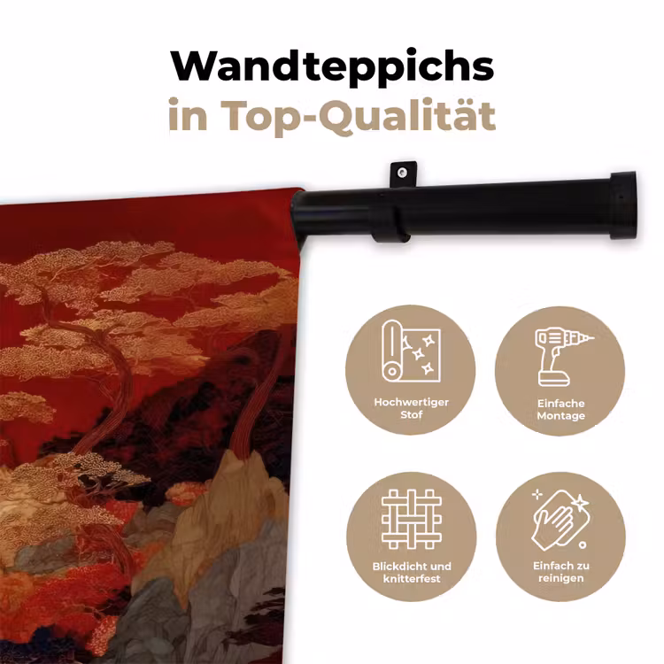 Volle maan - Landschap - Waterval Wandkleed katoen klein -tsfeer2_DE