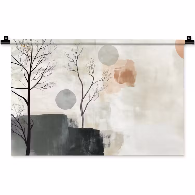 Wabi sabi - Beige - Plant Wandkleed katoen klein -zz3d