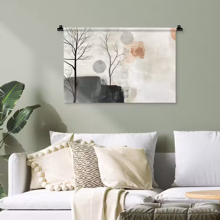 Wabi sabi - Beige - Plant Wandkleed katoen klein -sfeer7