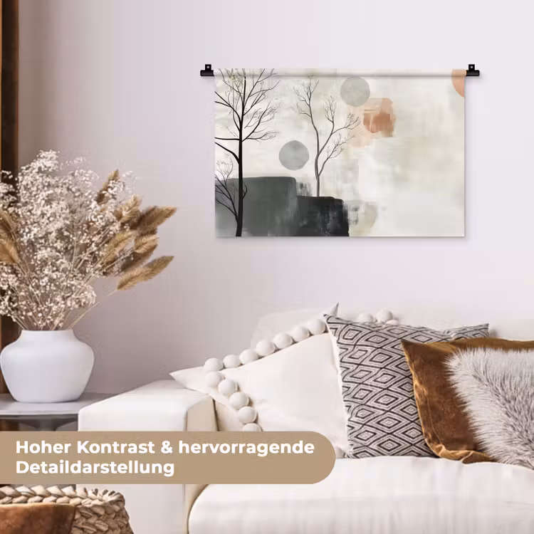 Wabi sabi - Beige - Plant Wandkleed katoen klein -tsfeer1_DE