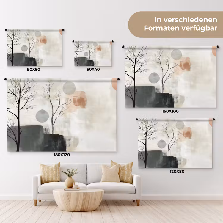 Wabi sabi - Beige - Plant Wandkleed katoen klein -tsfeer8_DE