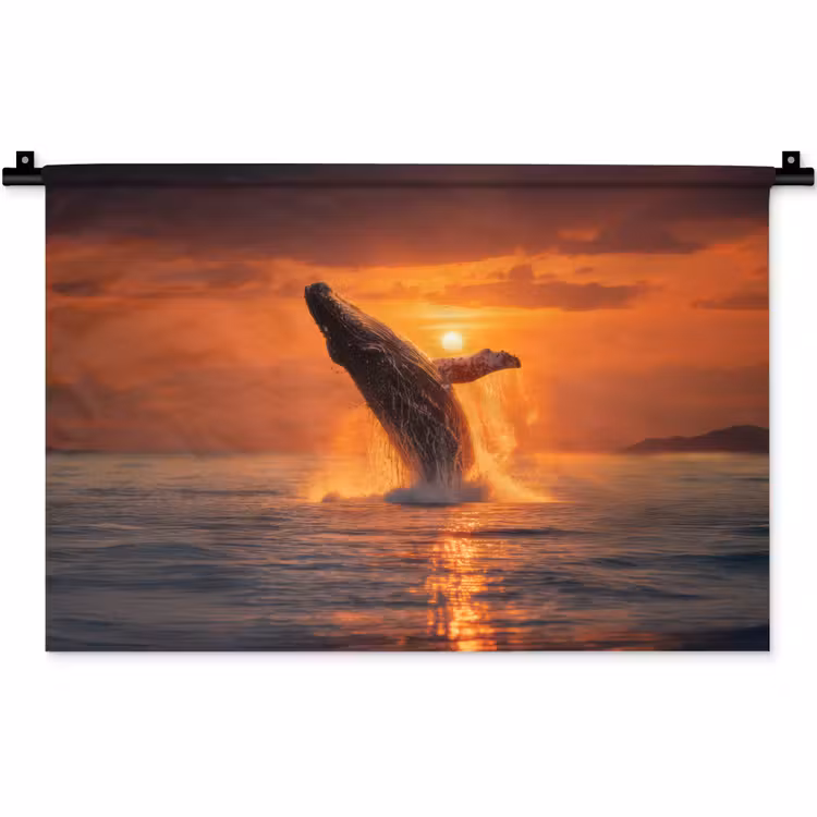 Walvis - Zon - Zee Wandkleed katoen klein -zz3d