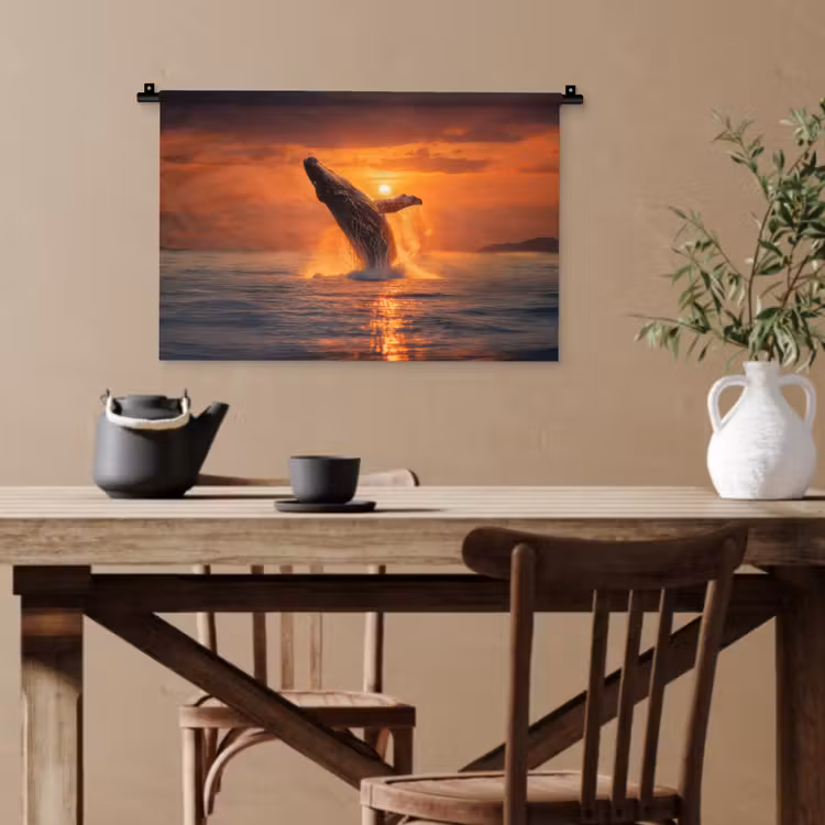 Walvis - Zon - Zee Wandkleed katoen klein -sfeer6