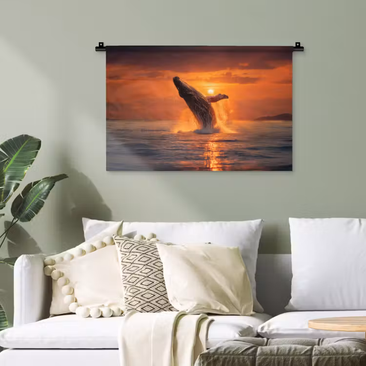 Walvis - Zon - Zee Wandkleed katoen klein -sfeer7
