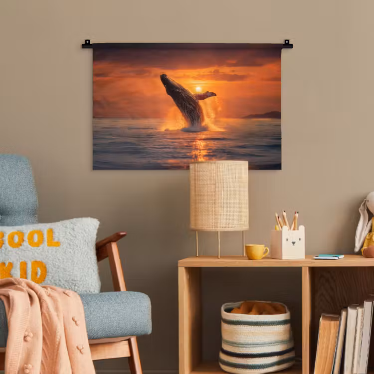 Walvis - Zon - Zee Wandkleed katoen klein -wsfeer4_kind