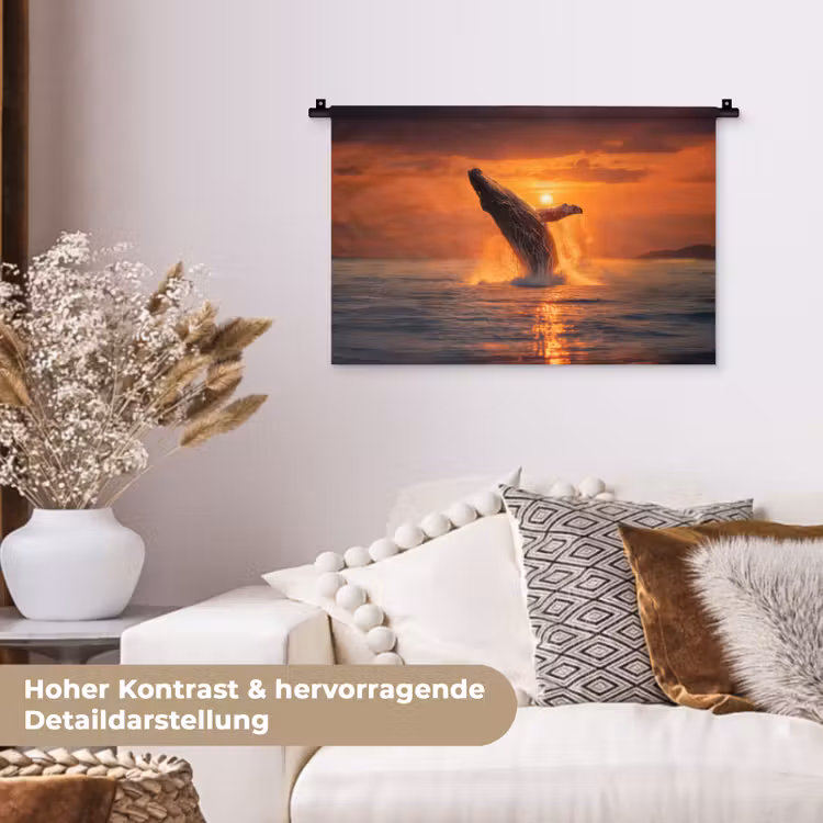 Walvis - Zon - Zee Wandkleed katoen klein -tsfeer1_DE